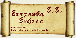 Borjanka Bekrić vizit kartica